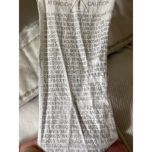 Zara Off White Jeans Size 4‎ High Waist Straight Leg Button Fly Cotton Raw Hem - Picture 9 of 9